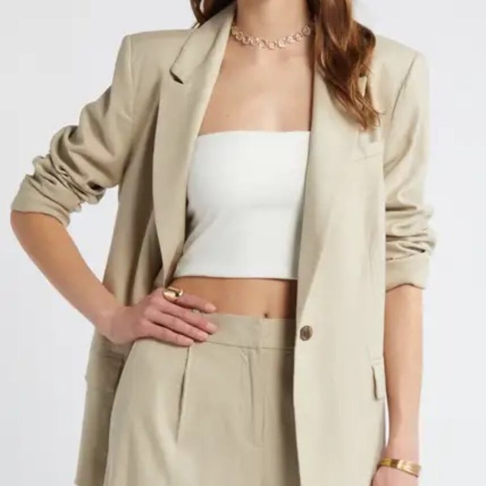 Open Edit Linen Blend Blazer